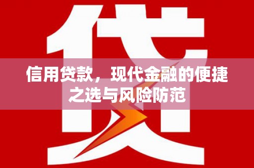 久治信用贷款，现代金融的便捷之选与风险防范