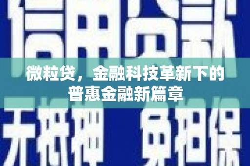 高邮微粒贷，金融科技革新下的普惠金融新篇章