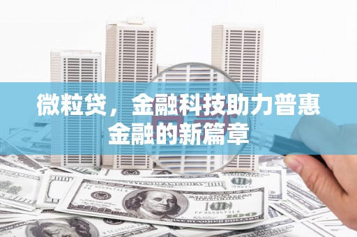 珠海微粒贷，金融科技助力普惠金融的新篇章