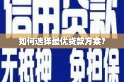 东乡族如何选择最优贷款方案？