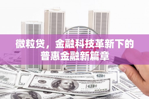 苍溪微粒贷，金融科技革新下的普惠金融新篇章